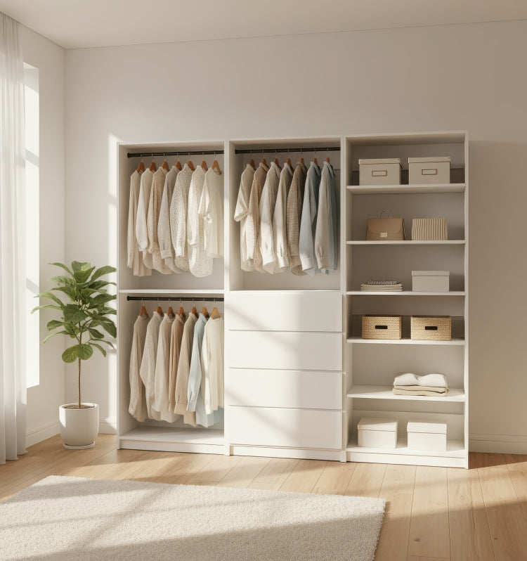 Prosper White Freestanding Walk In Wood Closet System