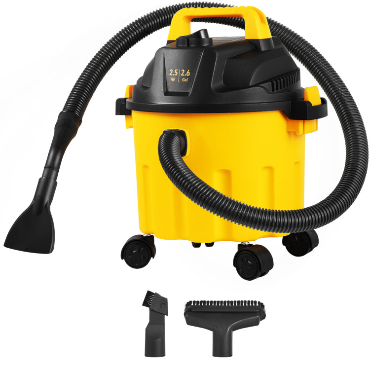 Wet Dry Vac, 2.6 Gallon, 2.5 Peak Hp, 3 In 1 Shop Vacuum With Blowing Function, Portable With Attachments To Clean Floor, Upholstery, Gap, Car, Etl Listed, Yellow