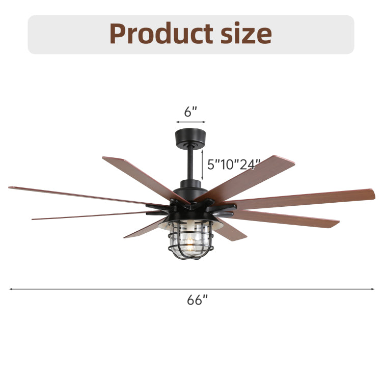 Same As W882P212626 Modern 66 Inch With 6 Speed Wind 8 Blades Remote Control Reversible Dc Motor With Light