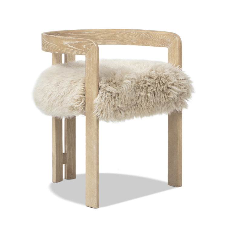 Millwick 21" Low Back Genuine Fur Dining Chair, Natural Blonde Genuine Fur