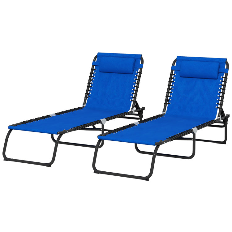Outsunny Folding Chaise Lounge Pool Chair, Patio Sun Tanning Chair, Outdoor Lounge Chair With 4 Position Reclining Back, Mesh Seat For Beach, Yard, Patio, Blue