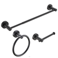 Bathroom Hardware Set, Thicken Space Aluminum 3 Pcs Towel Bar Set Matte Black 16 27 Inches Adjustable Bathroom Accessories Set