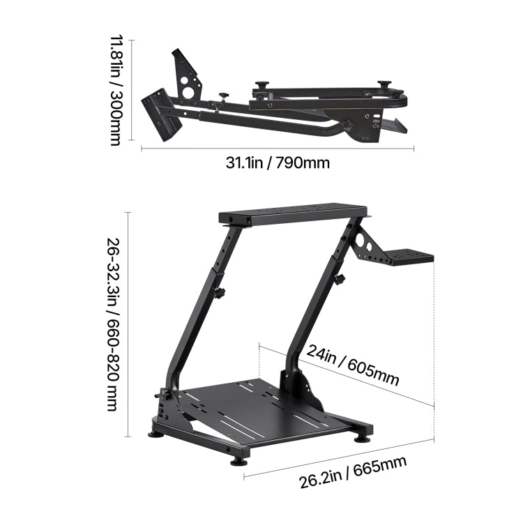 Racing Wheel Stand, Adjustable & Foldable Simulator Stand For Logitech G29 G27 G920 G923, Thrustmaster T300Rs T300Gt T248 Ts Pc Tsxw Gaming Cockpit,Pedals Simulator Not Included