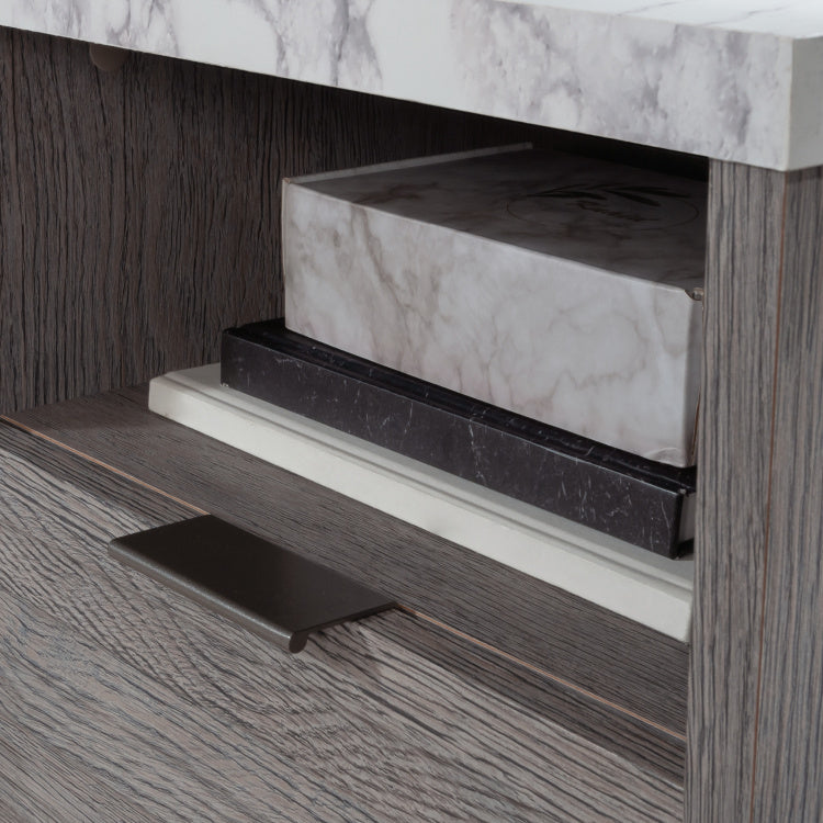 Modern Desk With 2 Spacious Drawers, Medium Gray Finish
