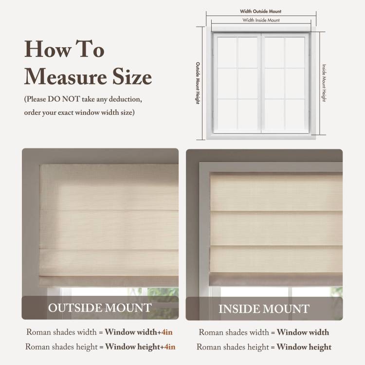 1Pc 23X64" Cordless Roman Blind Fabric