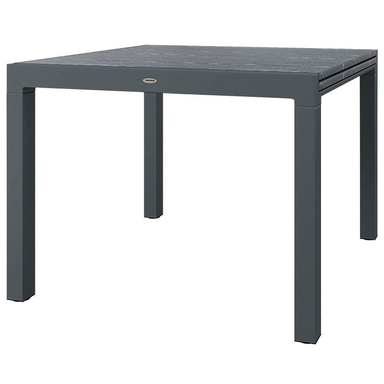 Outsunny Extendable Outdoor Dining Table, 41" 83" Aluminum Frame Patio Table With Wood Effect Steel Top, Rectangle Expandable Patio Table For 6 8, Dark Gray