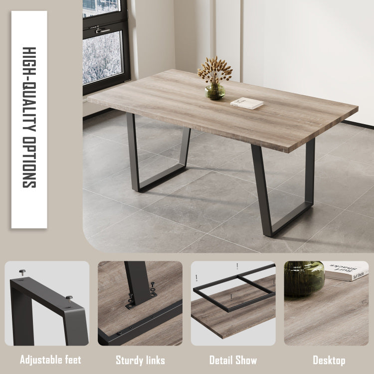 62.9 Inch Rectangular Mdf Dining Table, Simple And Modern Design, 6 Person Dining Table, Perfect For Kitchen And Dining Rooms