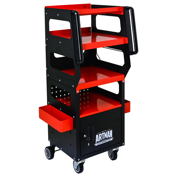 4 Level Multi Functional Diagnostic Trolley,Car Diagnostic Equipment Cart, With 360 Rotating And Lockable Casters Black&Red