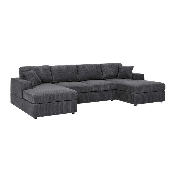 3 Piece Corduroy Double Chaise Sectional