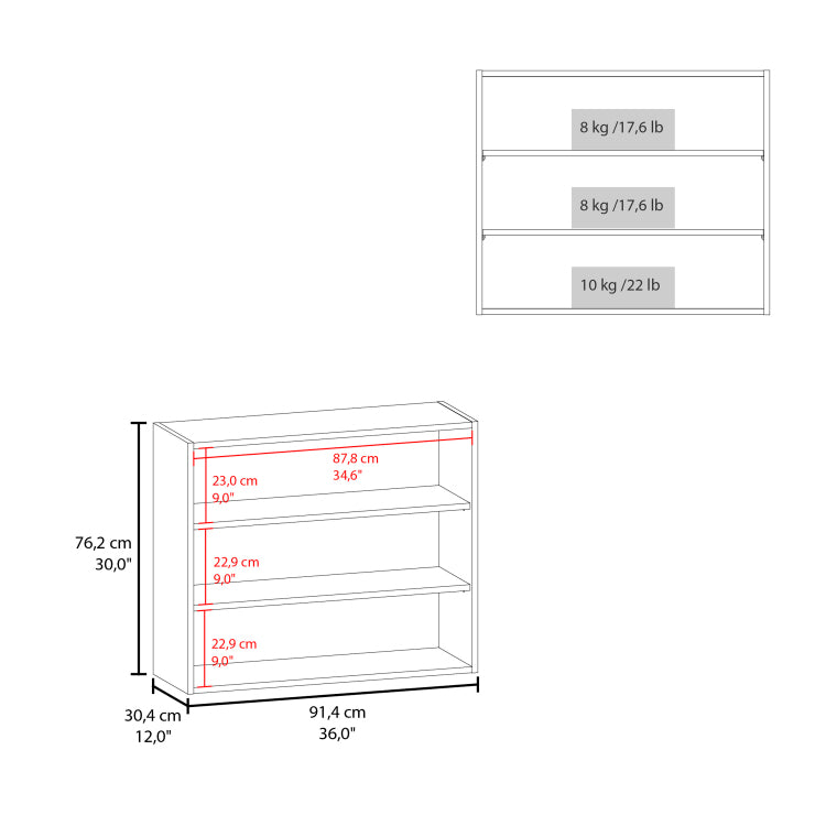 Wall Shelf 30" H, 3 Shelves, White
