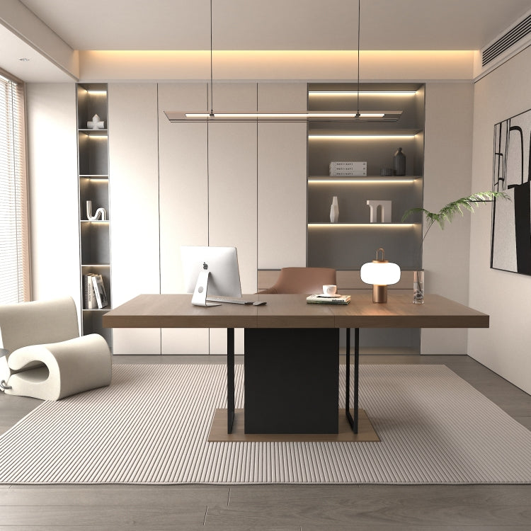 Rectangle Extendable Dining Table For 6 10 People Aged Effect Wood And Black 160 200 Cm