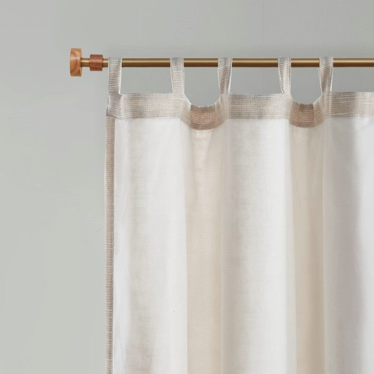 Faux Linen Tab Top Fleece Lined Curtain Panel Only 1 Pc Panel