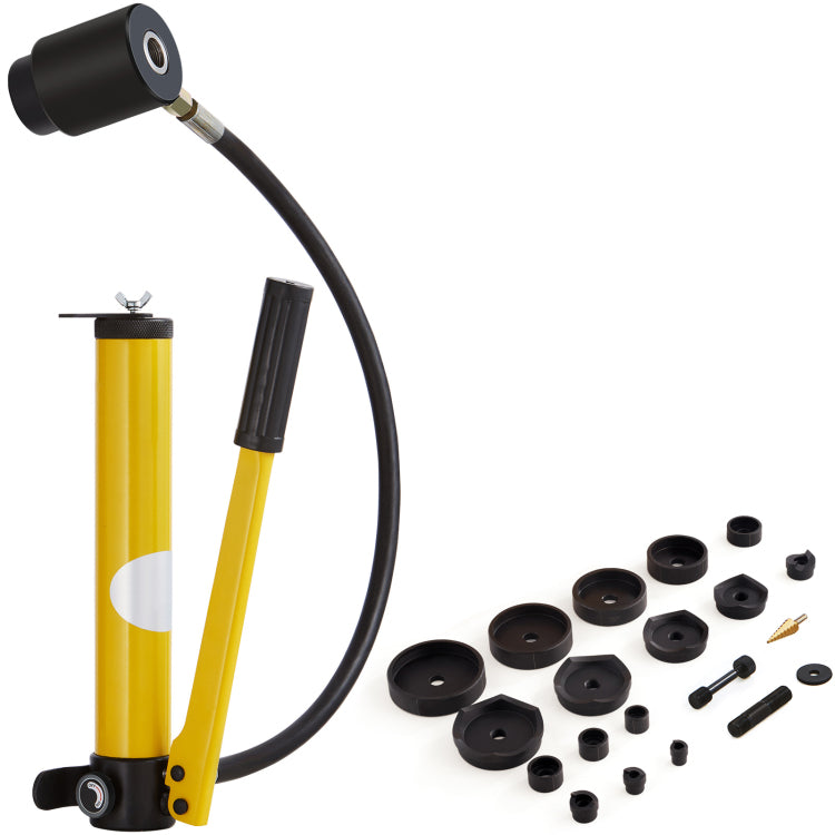 Hydraulic Knockout Punch Kit, 15 Ton 1 2" To 4" Conduit Hole Cutter Set, Ko Tool Kits With Puncher 10 Piece, Metal Sheet Driver Tools, For Aluminum, Brass, Stainless Steel, Fiberglass And Plasti
