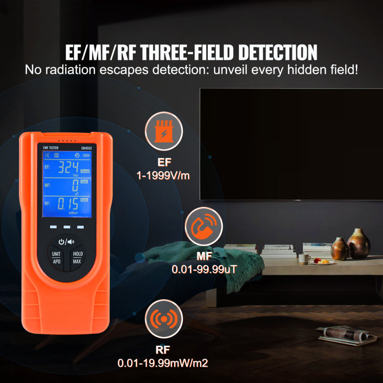 3 In 1 Emf Meter, 5Hz 3.5Ghz, Handheld Rechargeable Electromagnetic Field Radiation Detector, Digital Lcd Emf Tester For Ef Mf Rf Home Inspections Outdoor Ghost Hunting Paranormal Equipment