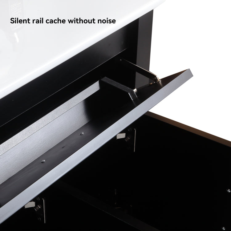 48" Black Bathroom Vanity.Abundant Storage Cabinet 4 Soft Close Doors And 4 Drawers Excluding The Ceramic Basin