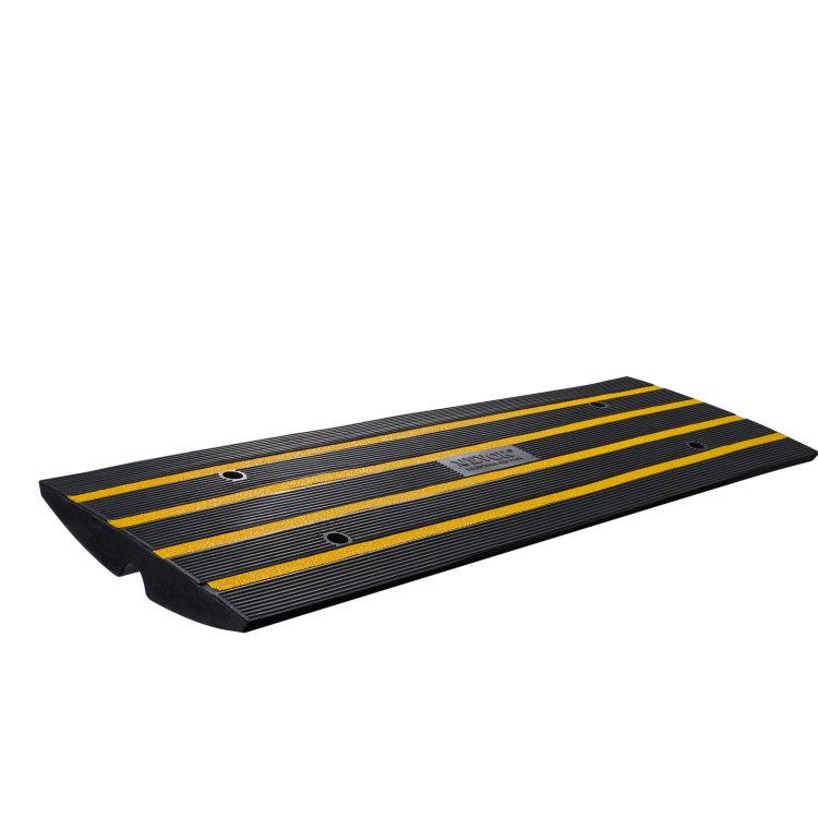 Rubber Curb Ramp For Driveway 1 Pack, 15T Heavy Duty Sidewalk Curb Ramp, 2.6" Rise Height Cable Cover Curbside Bridge Ramp For Garage For Low Cars, Wheelchairs