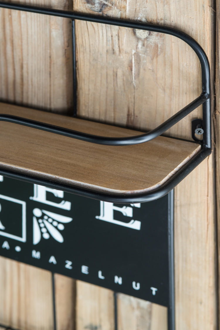 22.8X5.5X28.7" Black Floating Coffee Bar Shelf With Coffee Pod Holder, Hooks And Storage Shelf