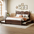 Queen Size Platform Bed With With 2 Big Drawers, Twin Xl Size Trundle, Walnut