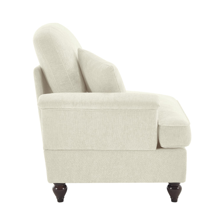 Sofa Lsf Chenille W 1 Pillow Beige White