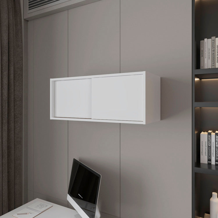 Anegam Floating Cabinet With Sliding Door, White