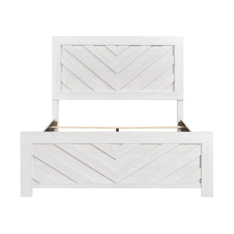 Contemporary White Finish Queen Size Panel Bed Wooden Bedroom Furniture 1Pc, Bed In A Box
