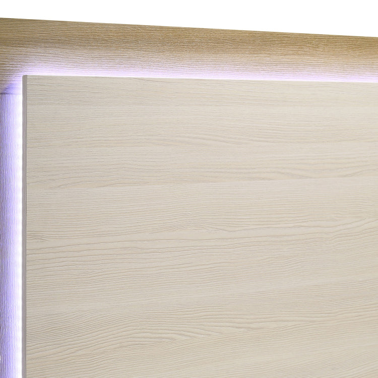 Lincoln Natural And White Wood Queen Led Panel Bed