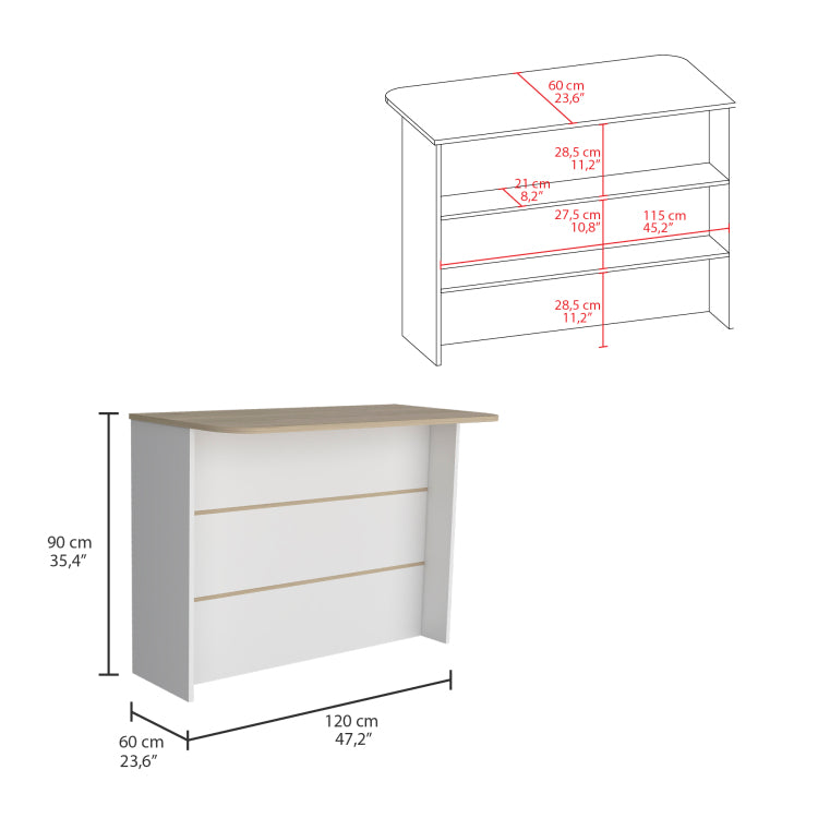 Fendi Kitchen Island With Ample Workstation And 2 Tier Shelf