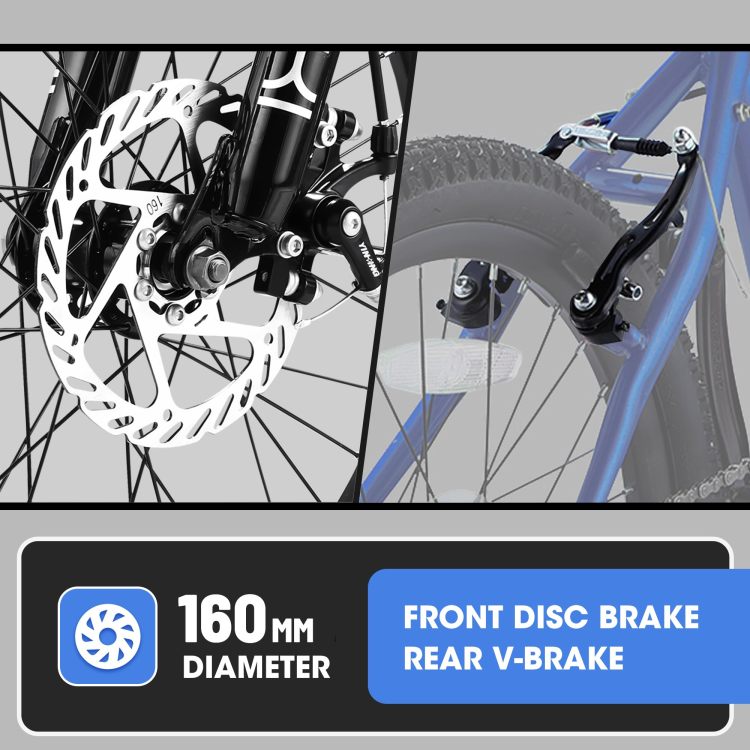 S20101 20 Inch Kids' Bike, Boys Girls Mountain Bike Ages 6 12, 7 Speed Teenager Children Kids' Bicycles, Front Suspension Disc Brake Rear V Brake, High Steel Frame