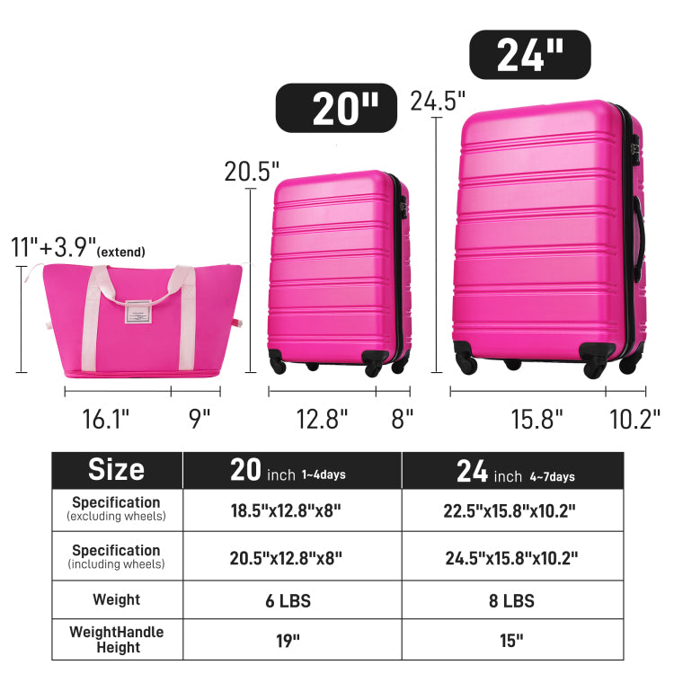 Hardshell Luggage Sets 2Pcs Bag Spinner Suitcase With Tsa Lock Lightweight