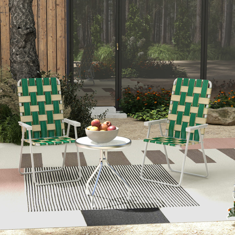 Outsunny Set Of 2 Patio Folding Chairs, Classic Outdoor Camping Chairs, Portable Lawn Chairs For Camping, Garden, Pool, Beach, Backyard W Armrests, Green