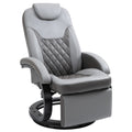 Homcom Pu Recliner Armchair With Footrest, Headrest, And Round Steel Wood Base