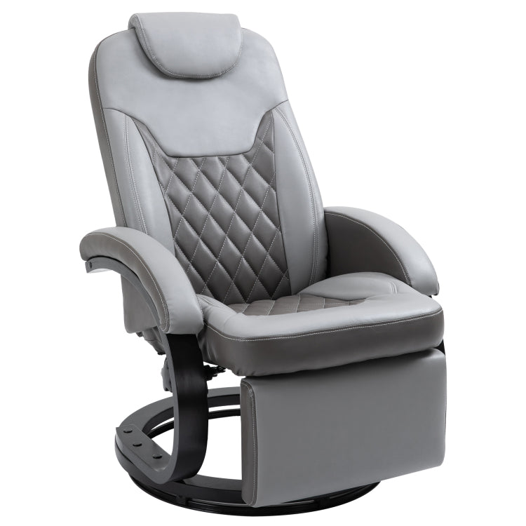 Homcom Pu Recliner Armchair With Footrest, Headrest, And Round Steel Wood Base
