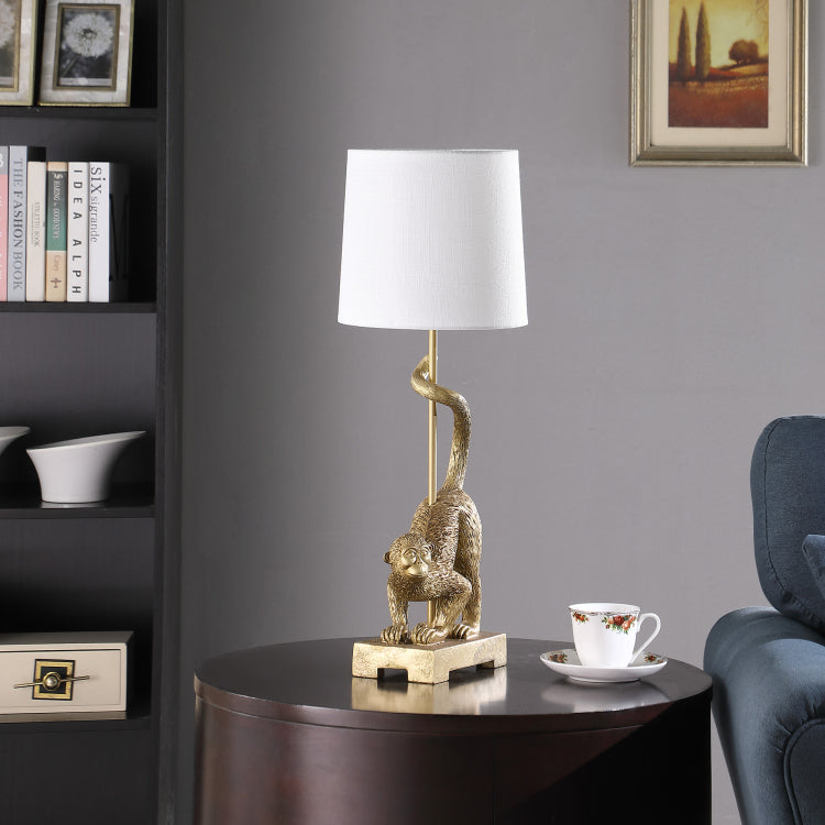 24" In Wildlife Old World Gold Capuchin Monkey Polyresin Table Lamp