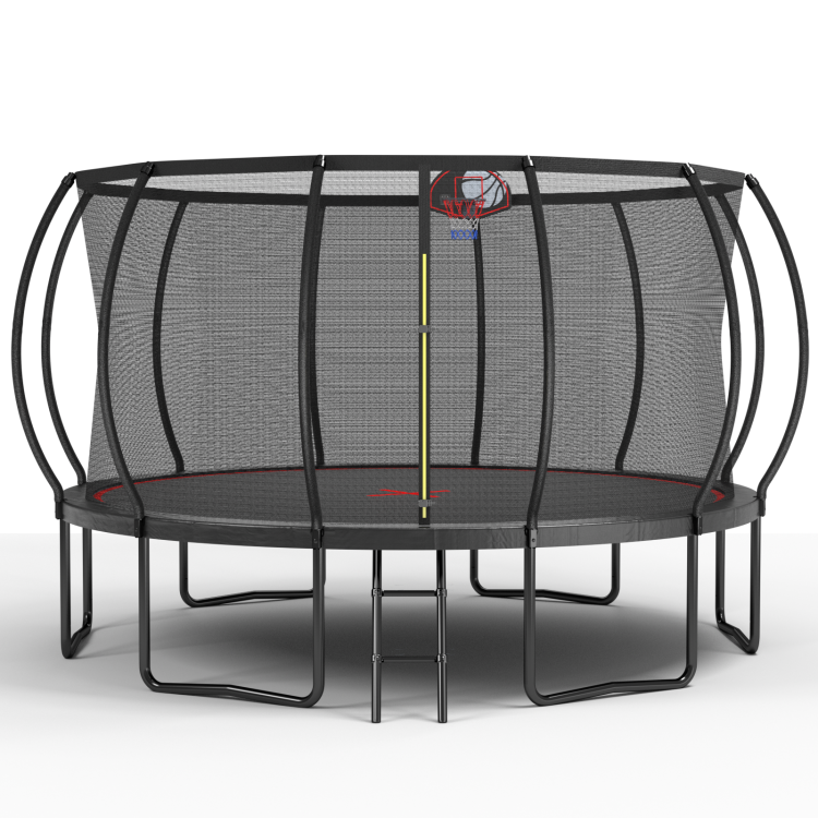 Yc 14Ft Trampoline Pumpkin Black Red Fframe Height 90Cm