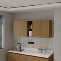 Natural Oak Wall Cabinet Kitchen In Melamine With 4 Door And Open Storage