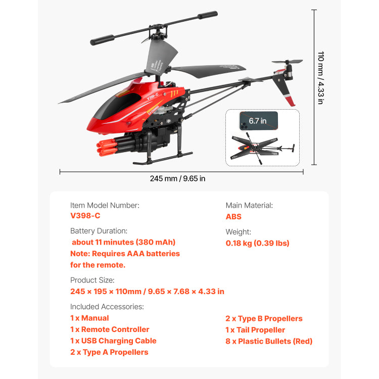 Rc Helicopter 3.5 Channel Remote Control Aircraft Toy Shooting Mode Kids Present