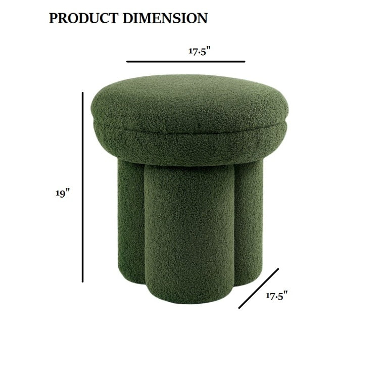 Round Top Accent Chair Pedestal Base Mushroom Design Stool Contemporary Green Finish Primary Living Room