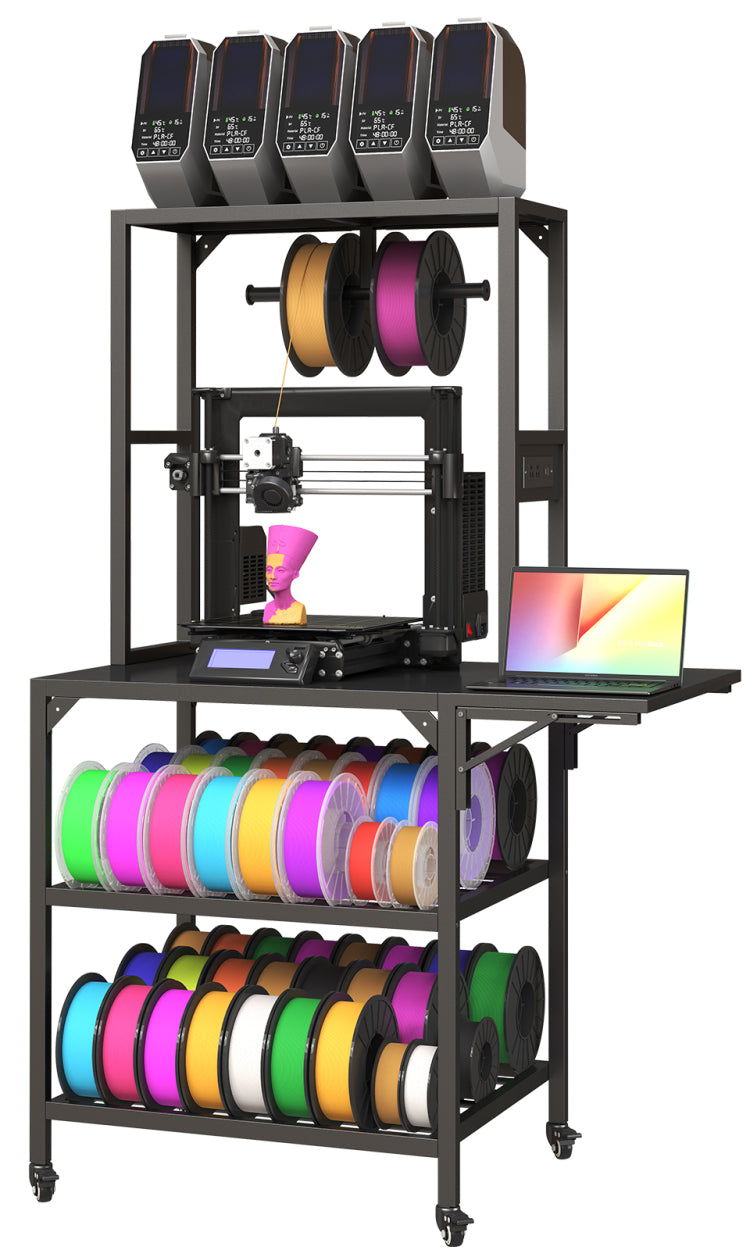 3D Printer Stand, Heavy Duty 3D Printer Table Stand With Filament Storage Rack, T Shaped Spools Holder Rack With Wheels,3D Printer Workbench For 3D Printing Studio, Home Office Workshop