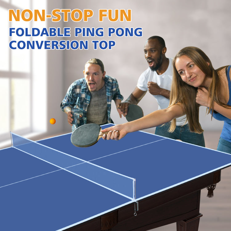 7*4Ft Blue Mid Size Ping Pong Conversion Top Foldable & Portable Table Tennis Table Top For Indoor Games