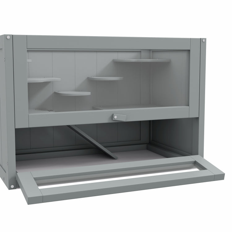 Pawhut 2 Level Hamster Cage Mice And Rat House, Small Animal Habitat For Guinea Pigs, Chinchillas With Openable Top, Front Door, Shelf And Ladder, Gray
