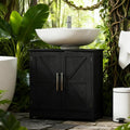 Pedestal Sink Storage Cabinet, Bathroom Sink Cabinet With 2 Barn Doors And Adjustable Shelf Without Washbasin