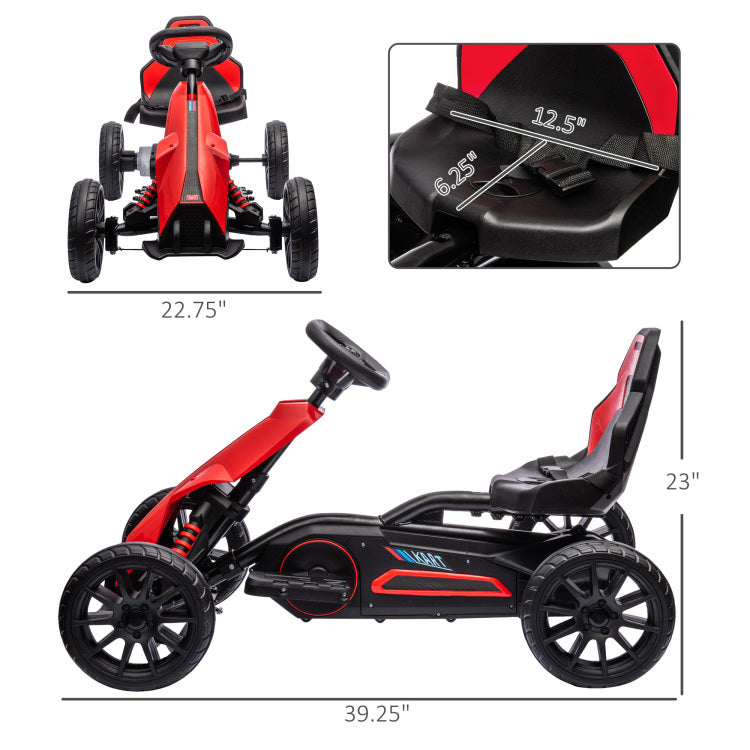 Aosom 12V Electric Go Kart For Kids, Outdoor Ride On Toy With Forward Backward Drive & Adjustable Speed, Gift For Child 3 8 Years Old, Red
