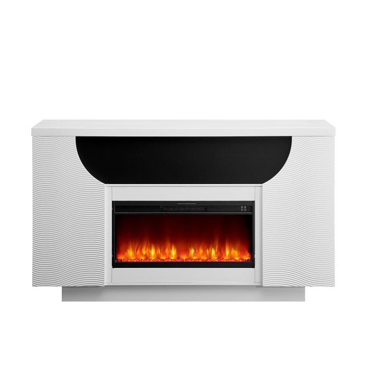 Aurora White 76 Inch Fireplace With Tv Lift