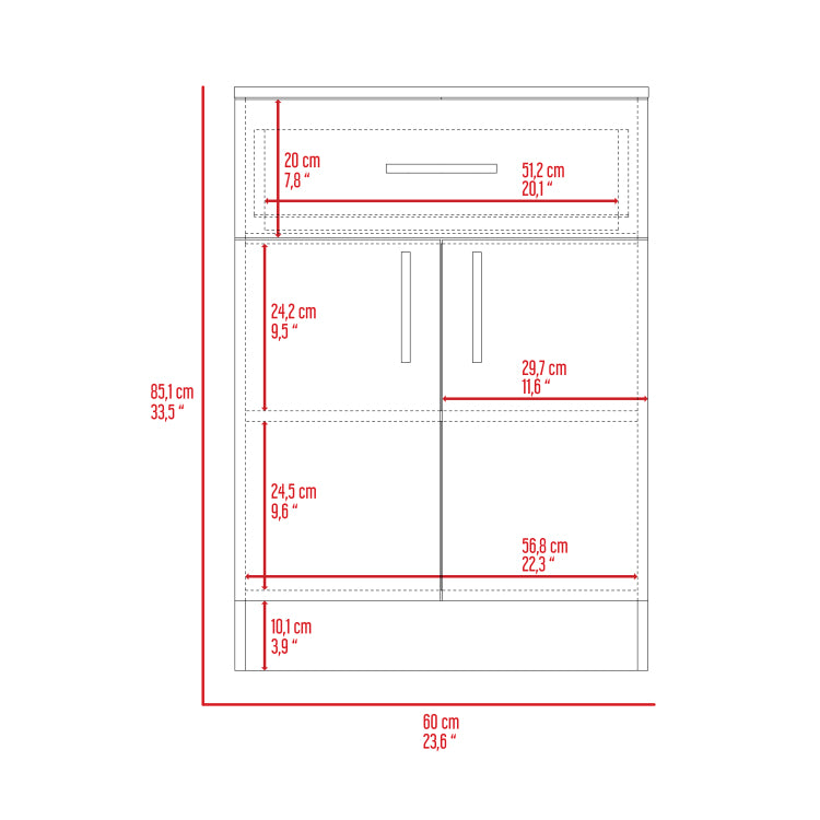 Oxford Pantry Cabinet, One Drawer, One Double Door Cabinet With Two Shelves