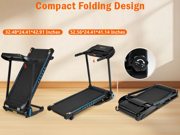 Incline Treadmill For Running & Walking, 3.0 Hp Treadmills For Home 350 Lbs Weight Capacity Hydraulic System Auto Folding Treadmill With Type C & Usb Charge For Android, 10Mph, Bluetooth Speaker