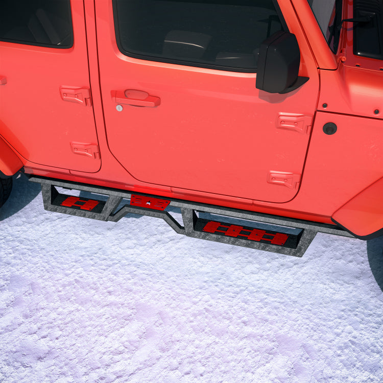 Running Boards Compatible For 2018 2026 Jeep Wrangler Jl 4 Door Black Powder Coated Nerf Bar W Two Stairs Design Two Color Pedals Switchable Freely