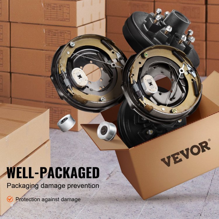 Trailer Hub Drum Kits 8 On 6.5" B.C. With 12" X 2" Electric Brakes, Self Adjusting Trailer Brake Assembly For 7000 Lbs Axle, 5 Hole Mounting, Backing Plates For Brake System Part Replacement