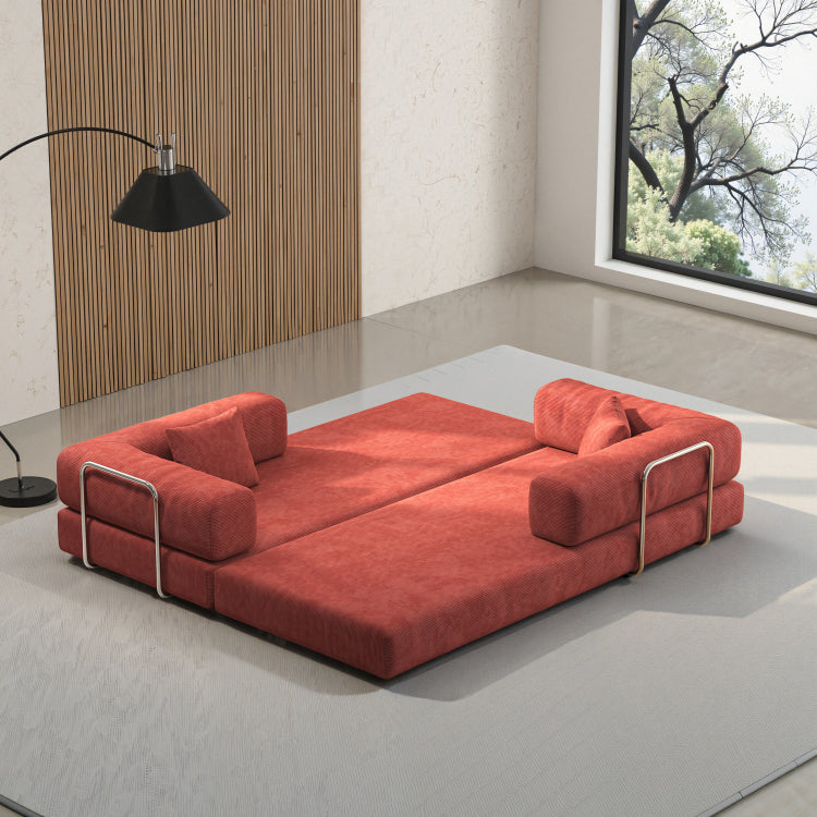 78.8Inch Modular Sectional Sofa, Convertible Pudding Block Sofa, Floor Standing Sofa Bed Arm Comfort Sofa Bed, Compression Sofa For Living Room And Bedroom Orange