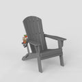 Hdpe Folding Adirondack Chair Wood Texture, Patio Adirondack Chair Weather Resistant, Plastic Fire Pit Chair With Cup Holder, Lawn Chair For Outdoor Porch Garden Backyard Deck