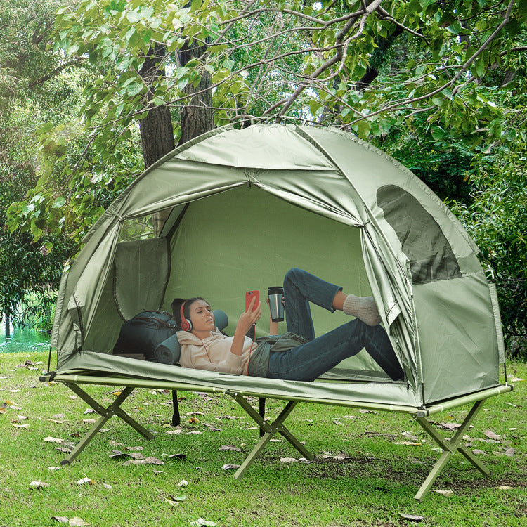 Outsunny Camping Tent Cot, Single Person Folding Cot Combo, Off Ground Tent, Covered Outdoor Bed With Carry Bag For Hiking, Camping